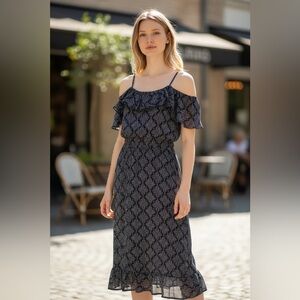 Navy Blue Off-Shoulder Dress